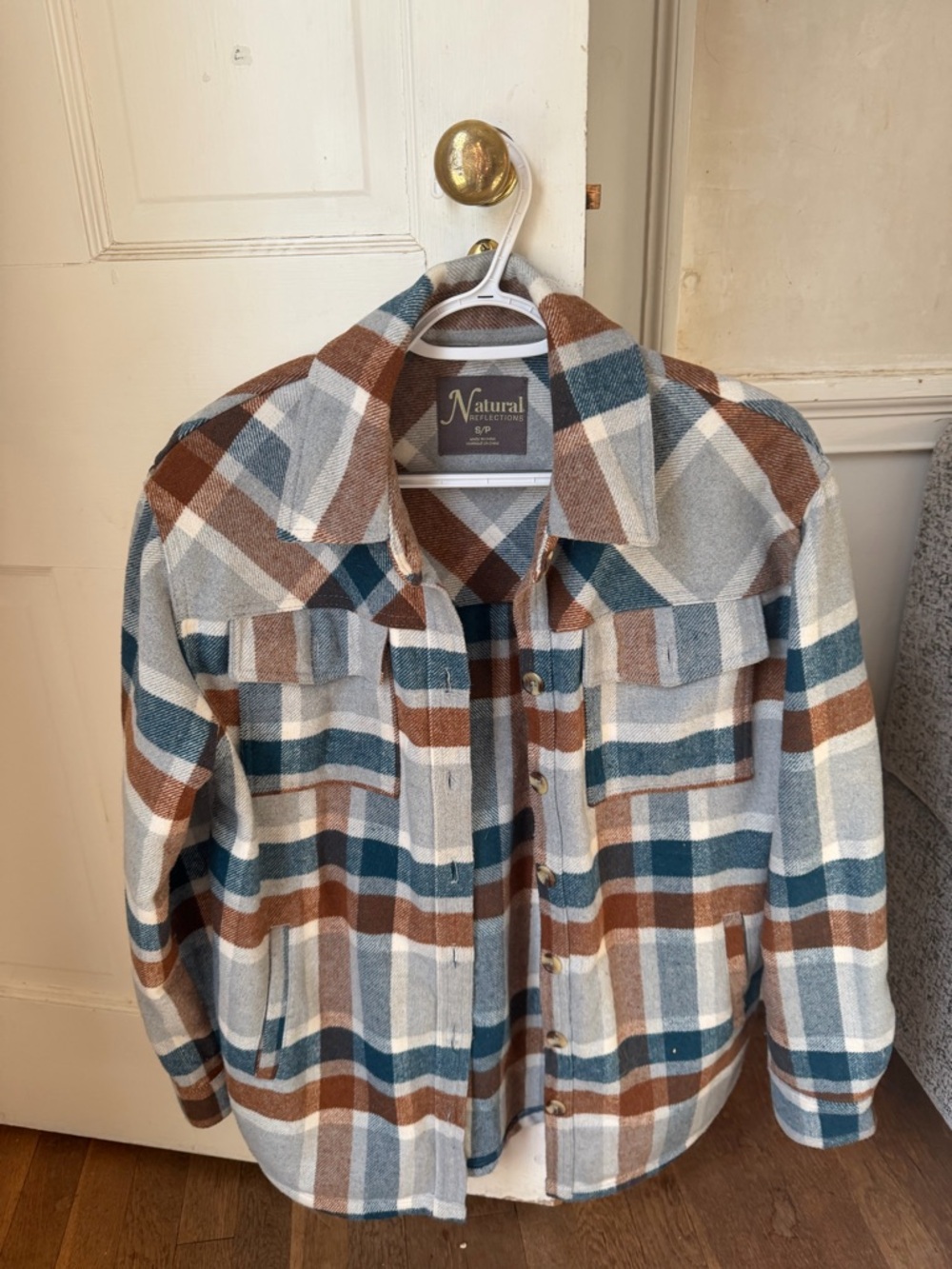 Natural Reflections Plaid Shacket - Blue & Brown